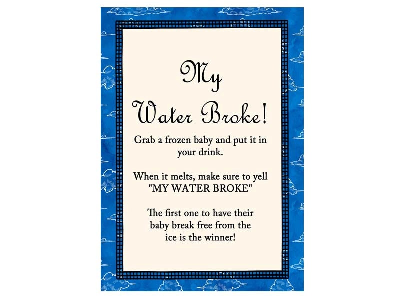 My water broke baby shower game instructions