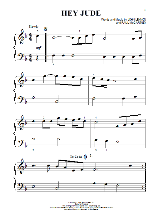 Hey jude piano chords pdf