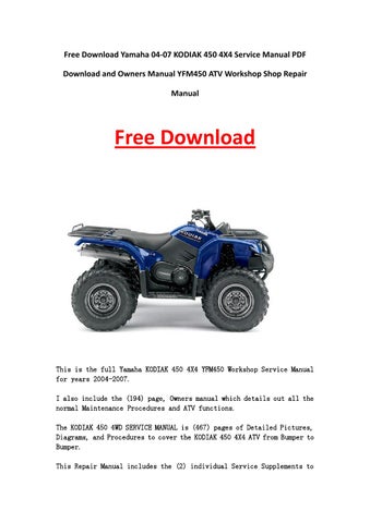 2007 yamaha kodiak 450 service manual