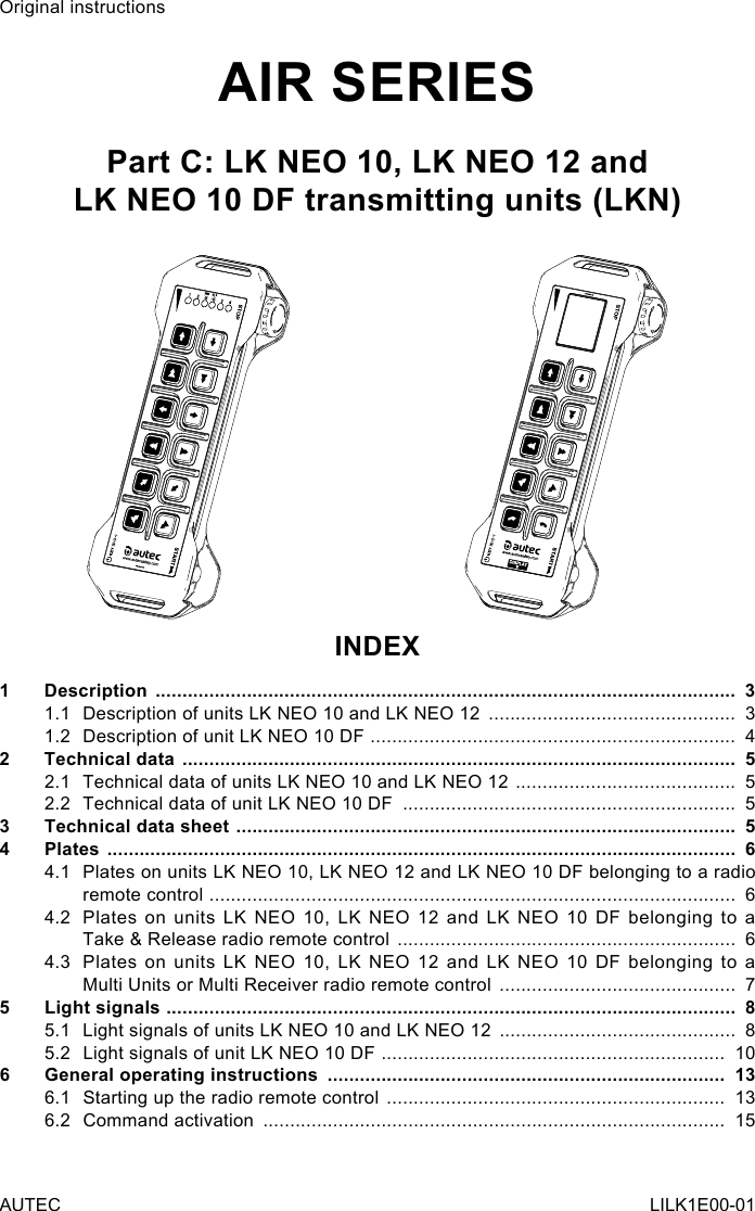 autec remote control user manual