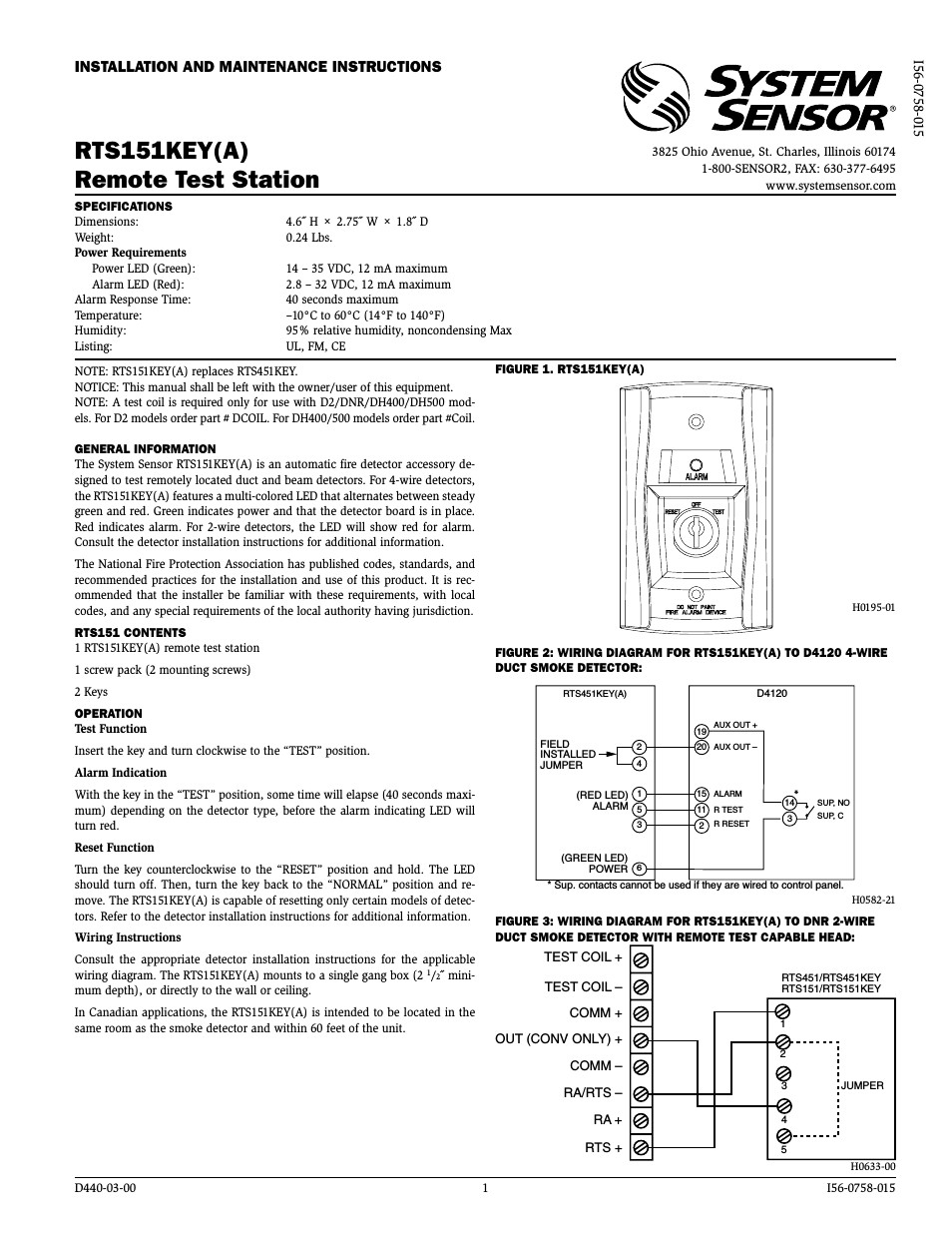 D4120 duct smoke detector manual