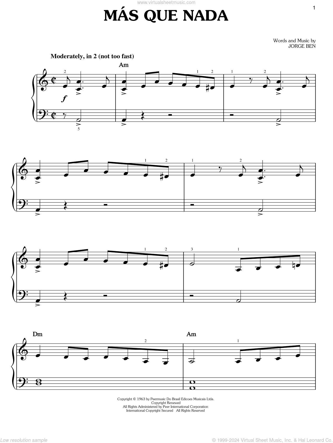 Mas que nada piano sheet music pdf