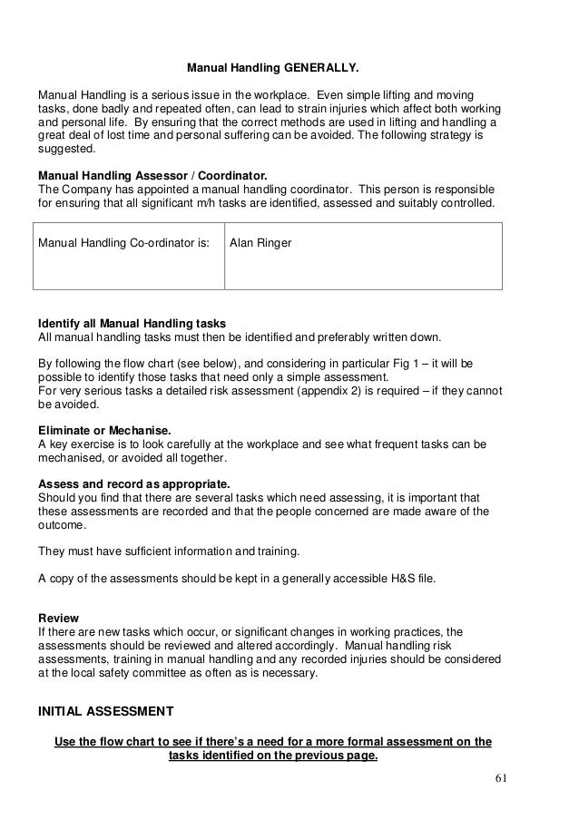 examples of manual handling procedures