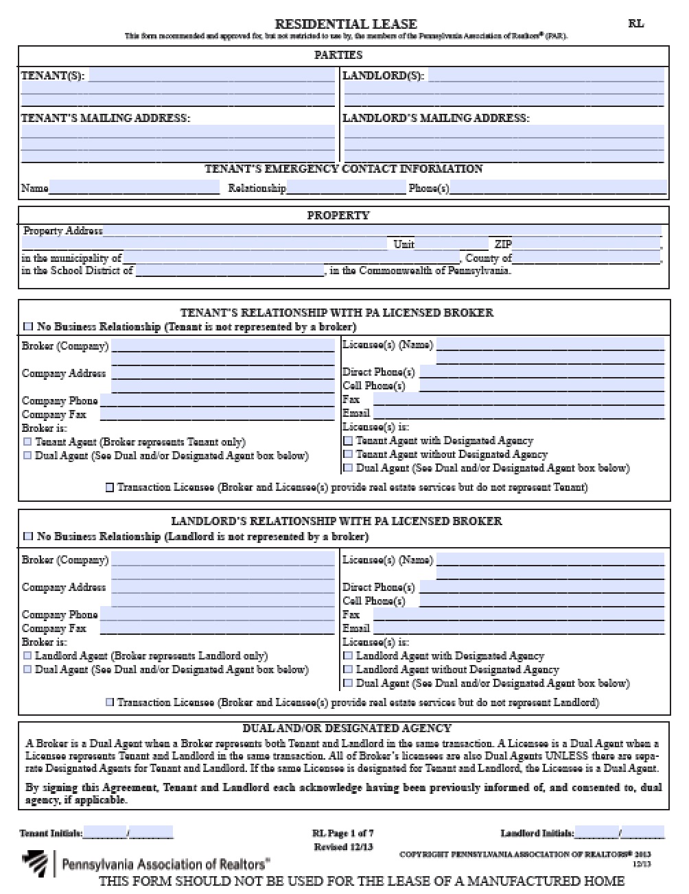 Residential lease application form pdf