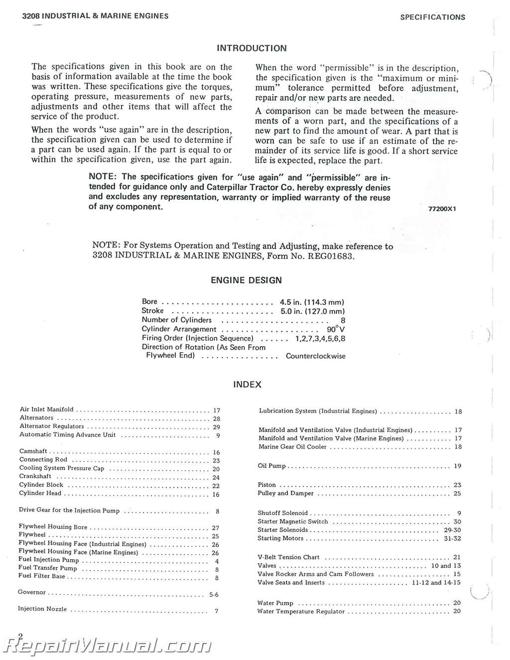 Caterpillar 3208 marine engine service manual