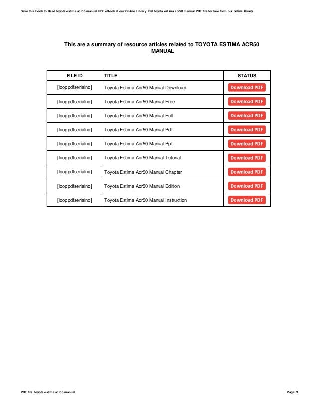 Toyota tarago manual free pdf