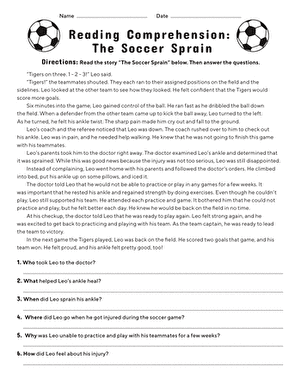 Afl football reading comprehension worksheets pdf