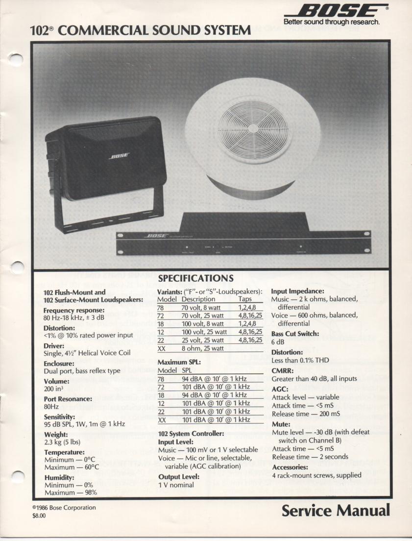 bose 102 system controller manual