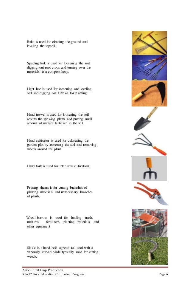 Horticulture tools and equipment and their uses pdf