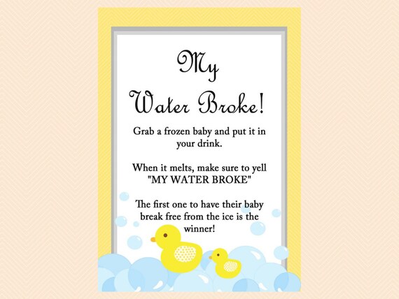 My water broke baby shower game instructions