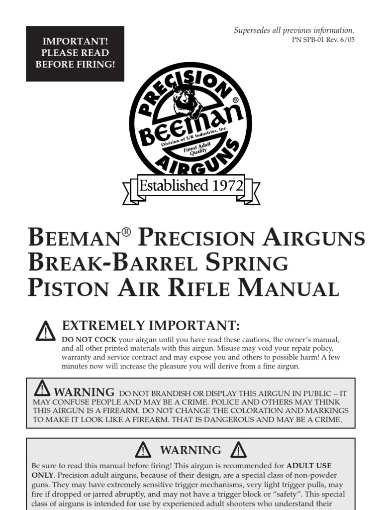 Beeman precision airguns owners manual