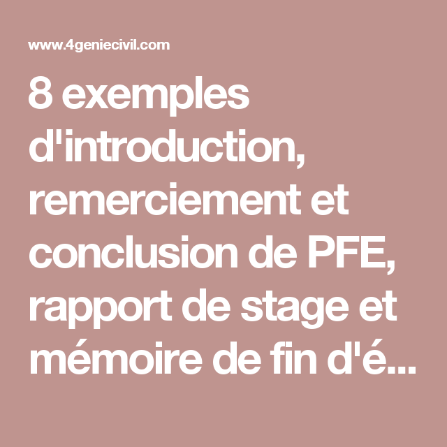 Remerciement rapport de stage pdf