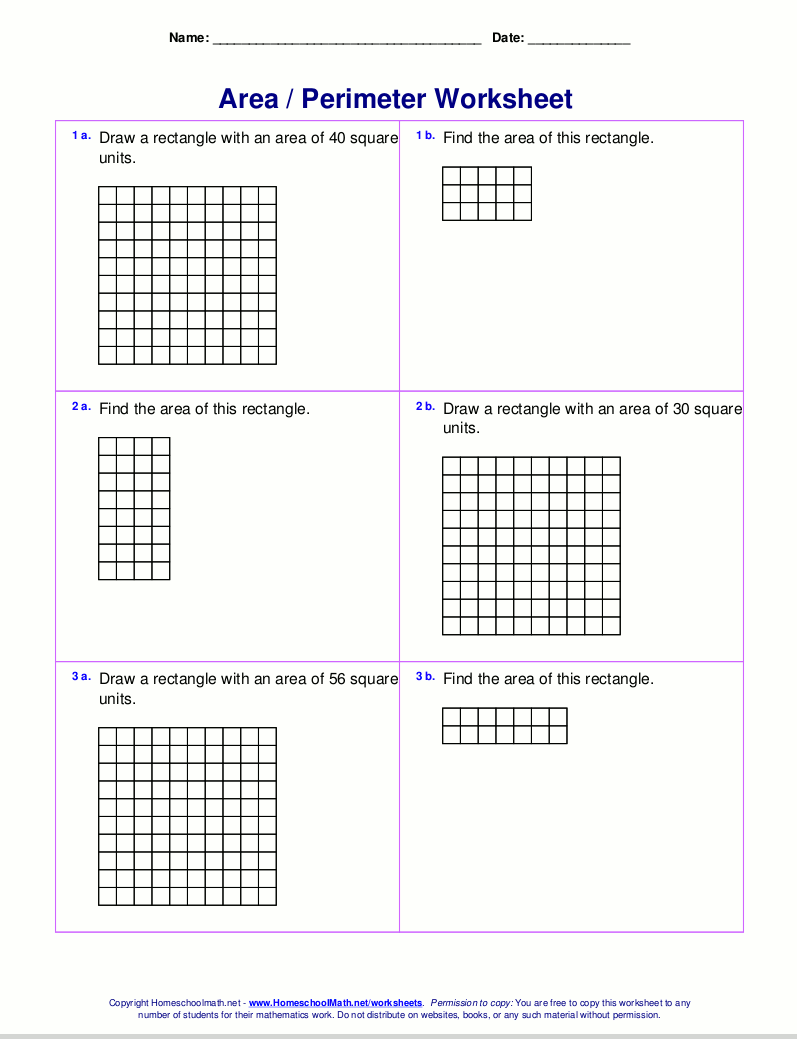 Area of rectangle worksheet pdf