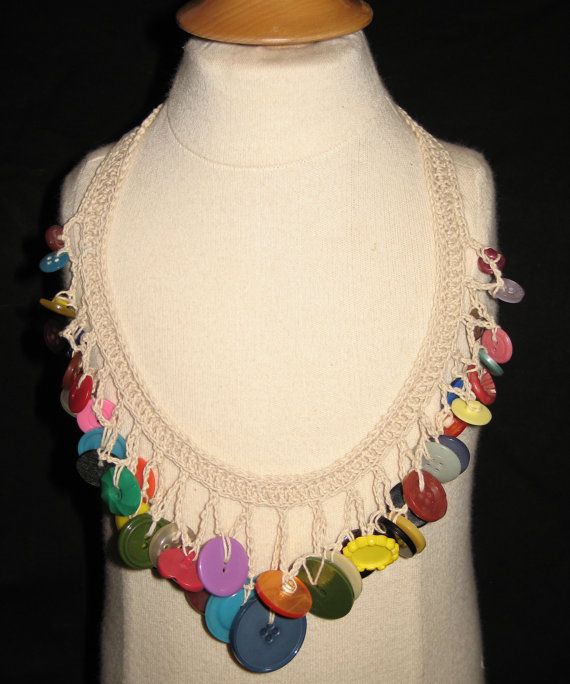 crochet button necklace instructions