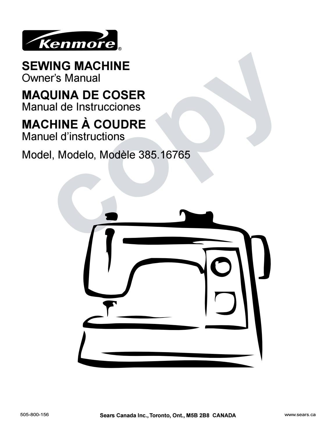 kenmore sewing machine model 16765 manual