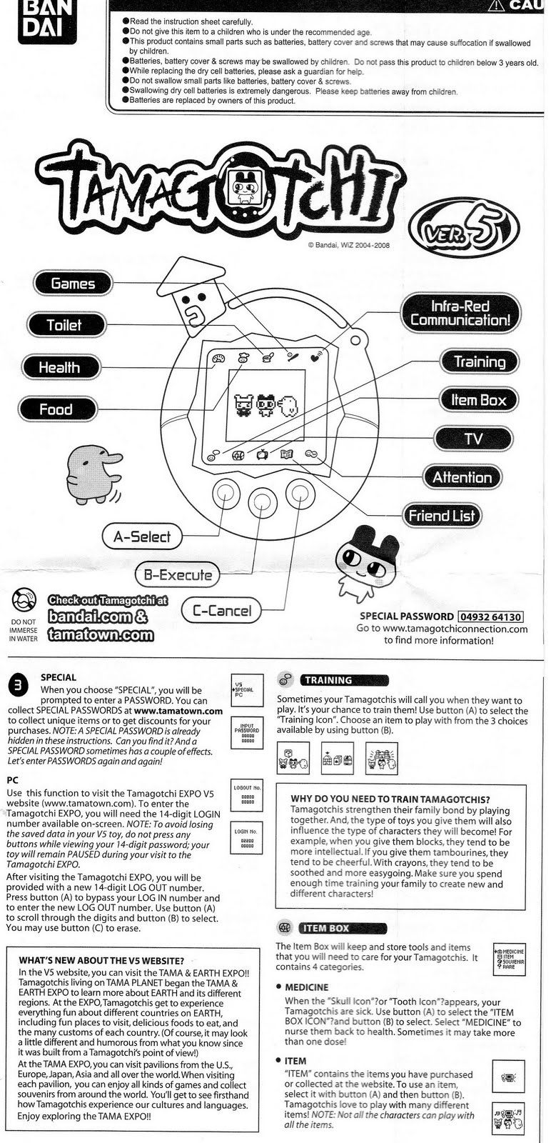 tamagotchi connection 168 in 1 instructions