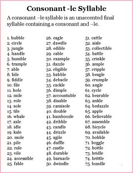 One syllable words list pdf