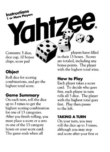 yahtzee free for all instructions