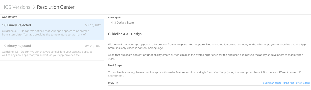 Guideline 4.3 design spam