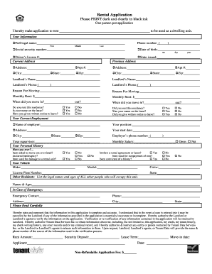 Residential lease application form pdf