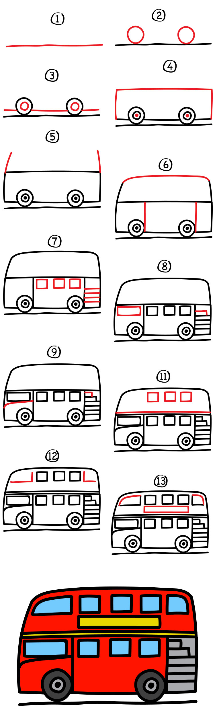 Double decker bus how to draw