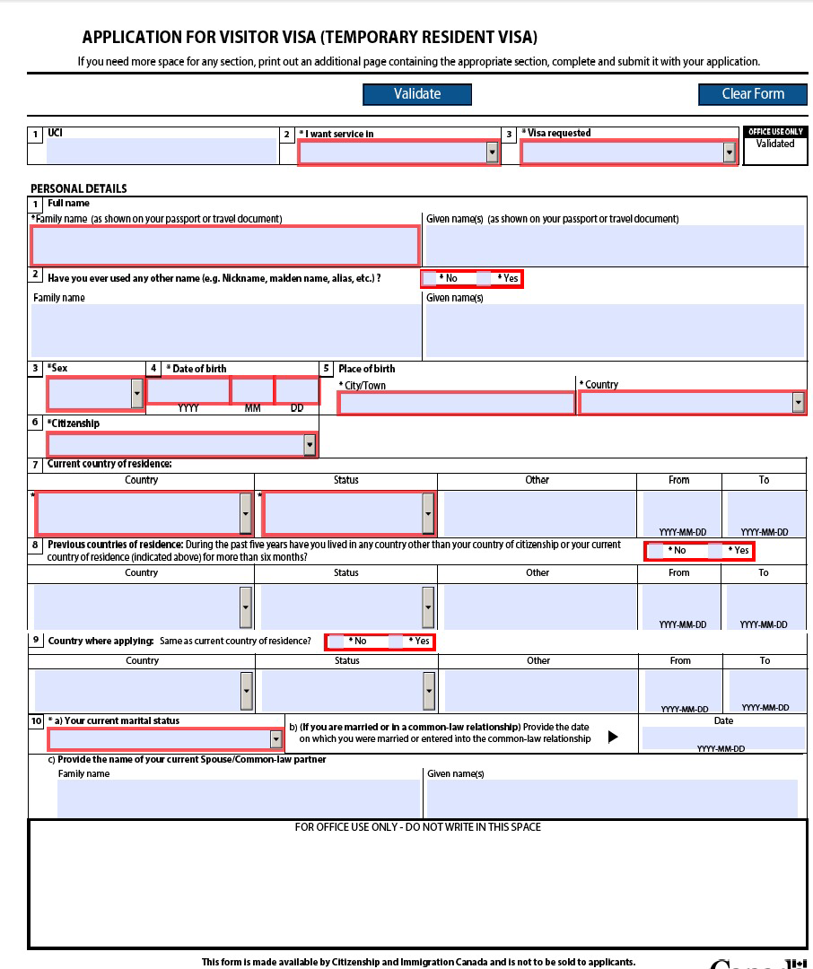 Application extend visitor visa canada