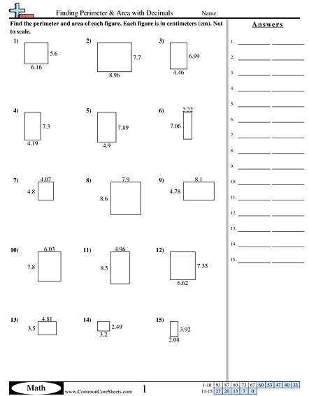 Area of rectangle worksheet pdf