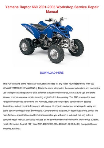 2003 yamaha raptor 660 parts manual