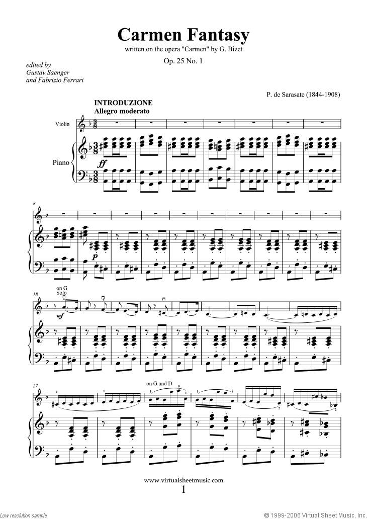 Carmen piano sheet music pdf