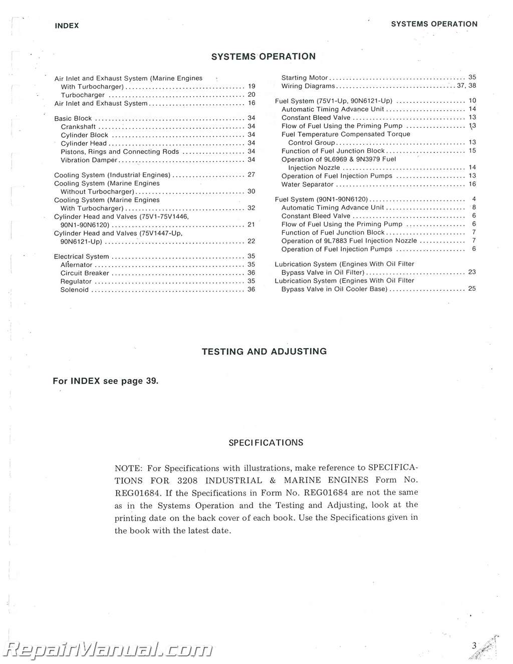 Caterpillar 3208 marine engine service manual