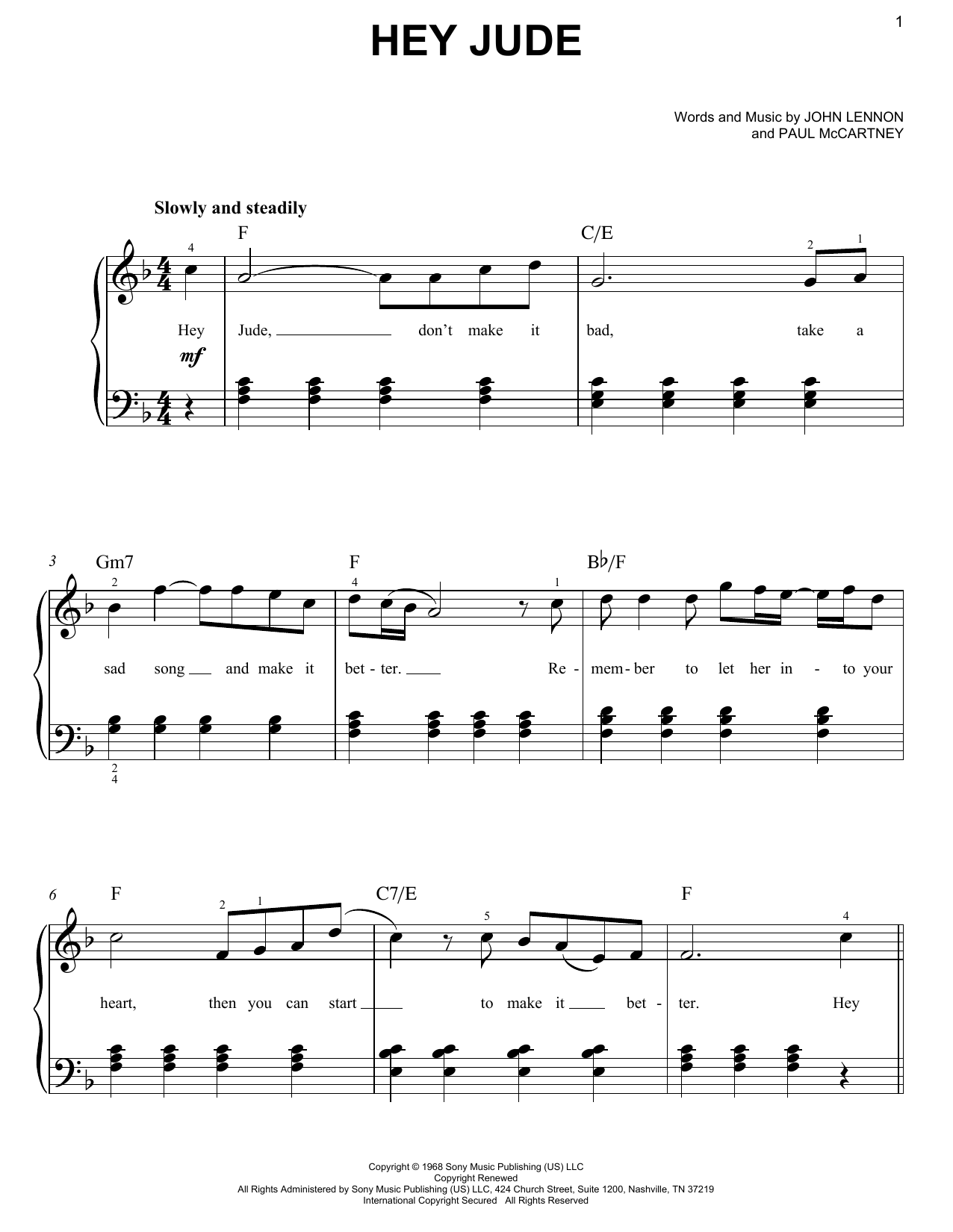 Hey jude piano chords pdf