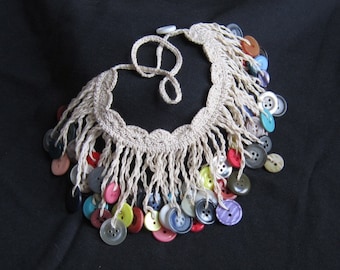 crochet button necklace instructions