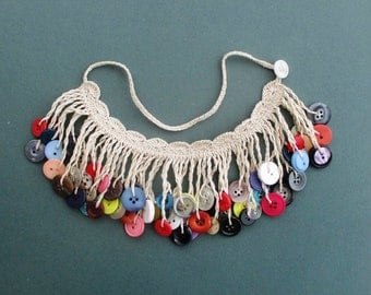 crochet button necklace instructions