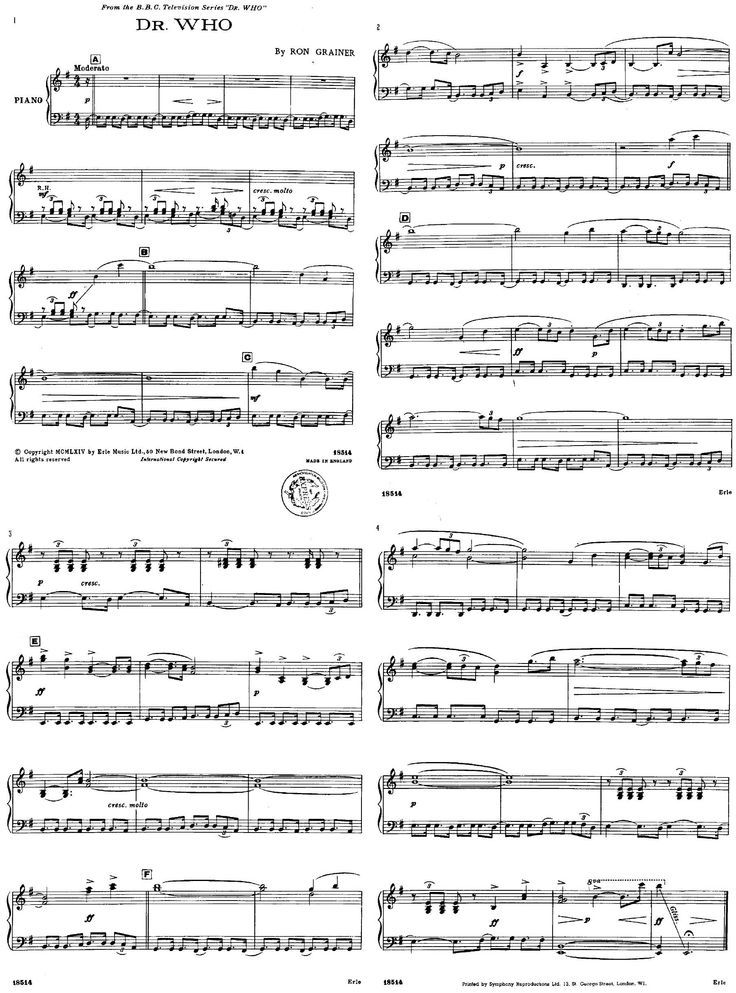 Doctor who sheet music pdf