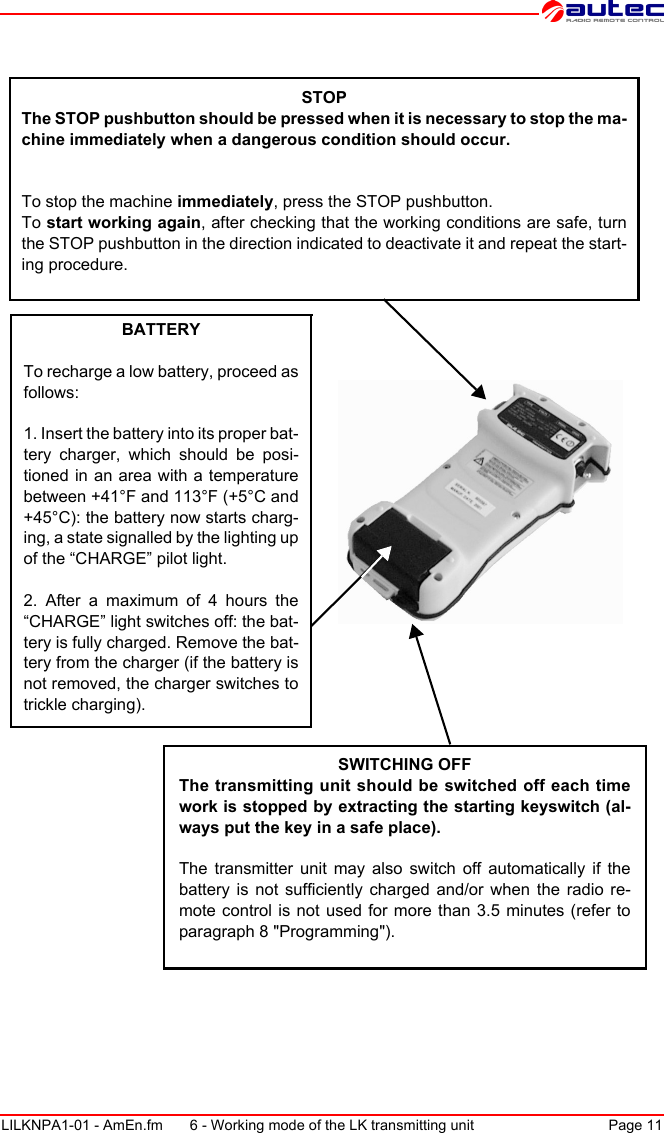 autec remote control user manual