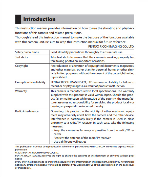 instruction manual template free download