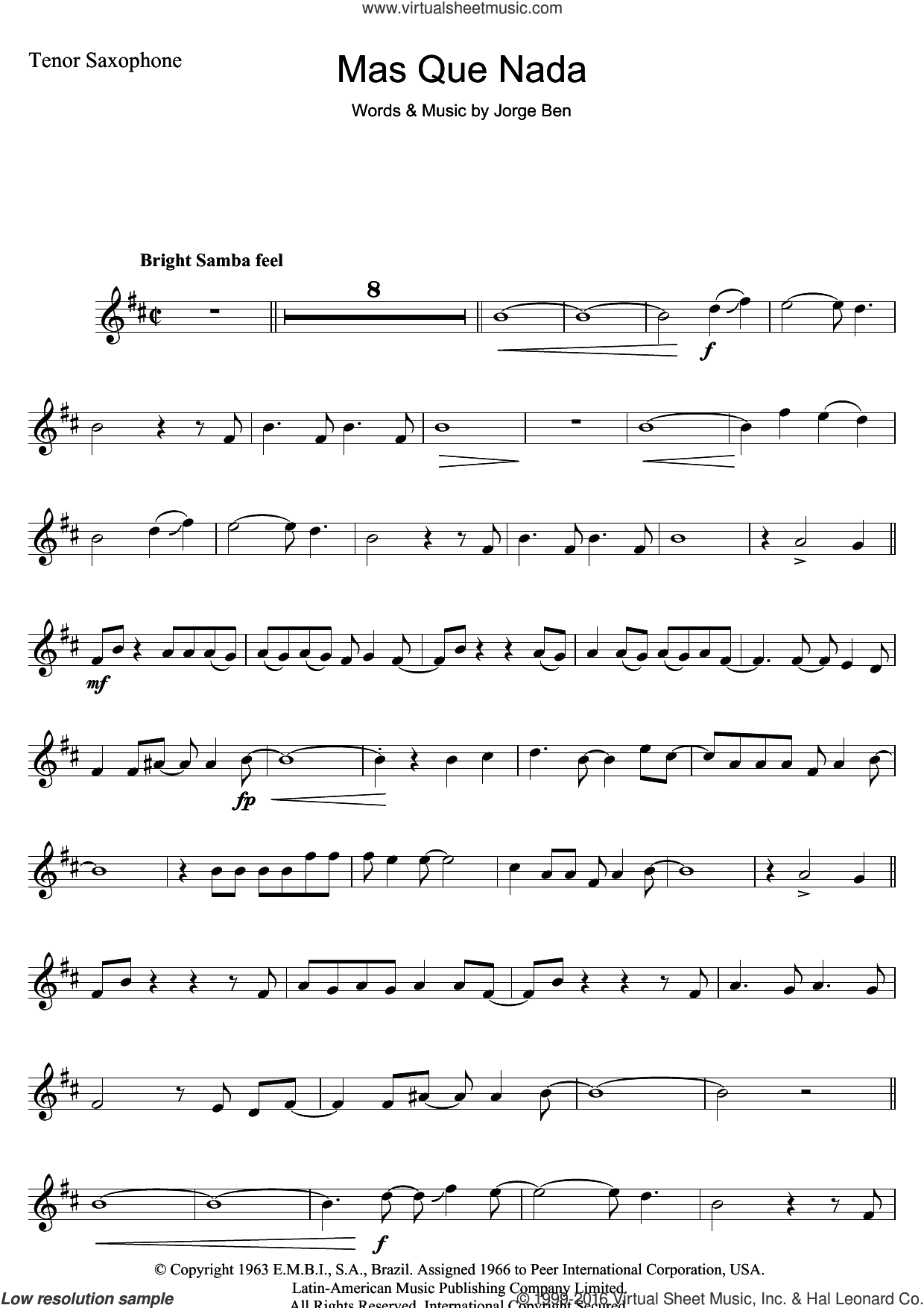 Mas que nada piano sheet music pdf