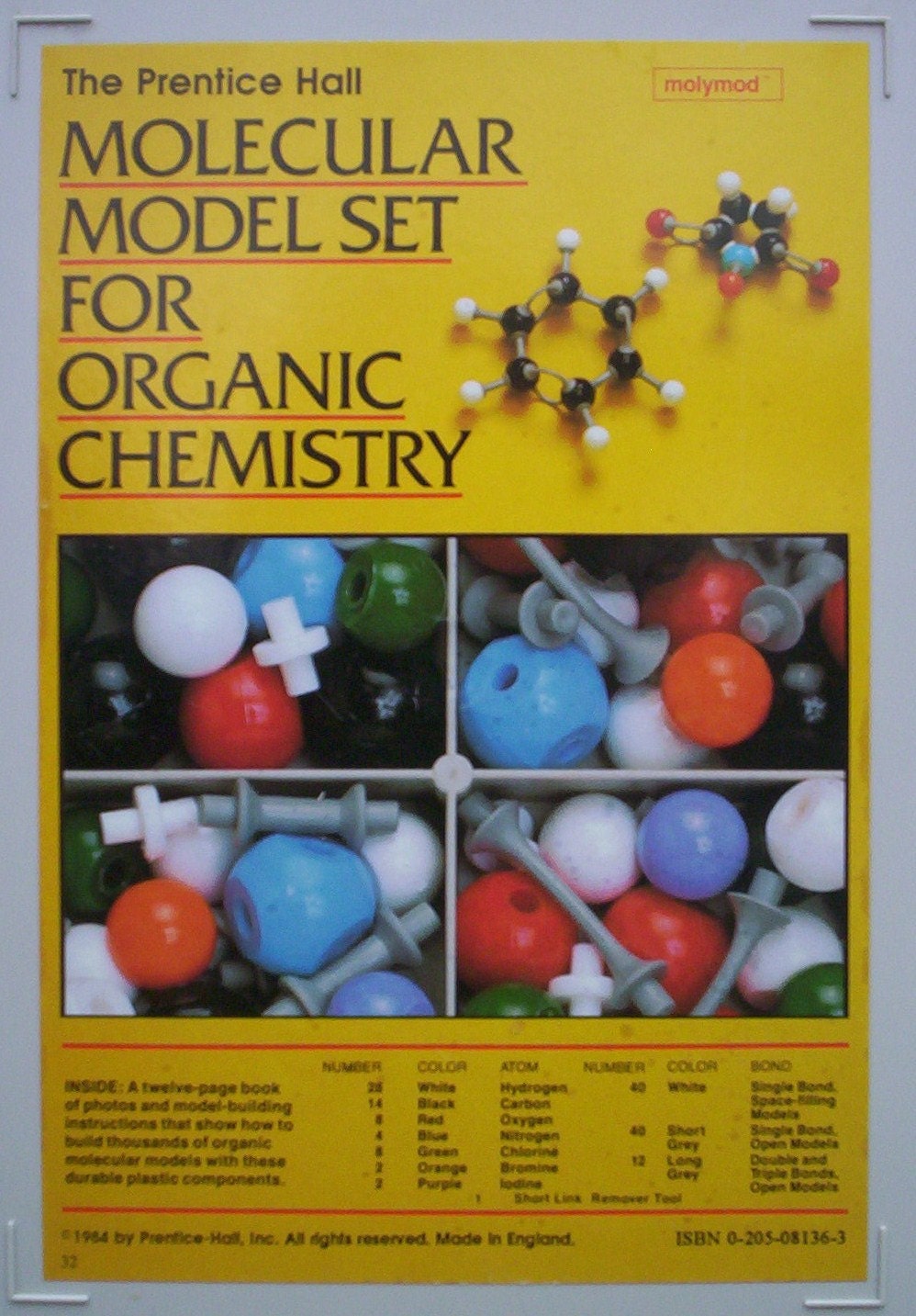 Prentice hall molecular model set for organic chemistry instruction book