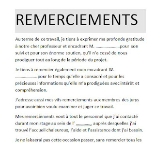 Remerciement rapport de stage pdf