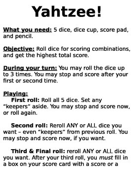 yahtzee free for all instructions